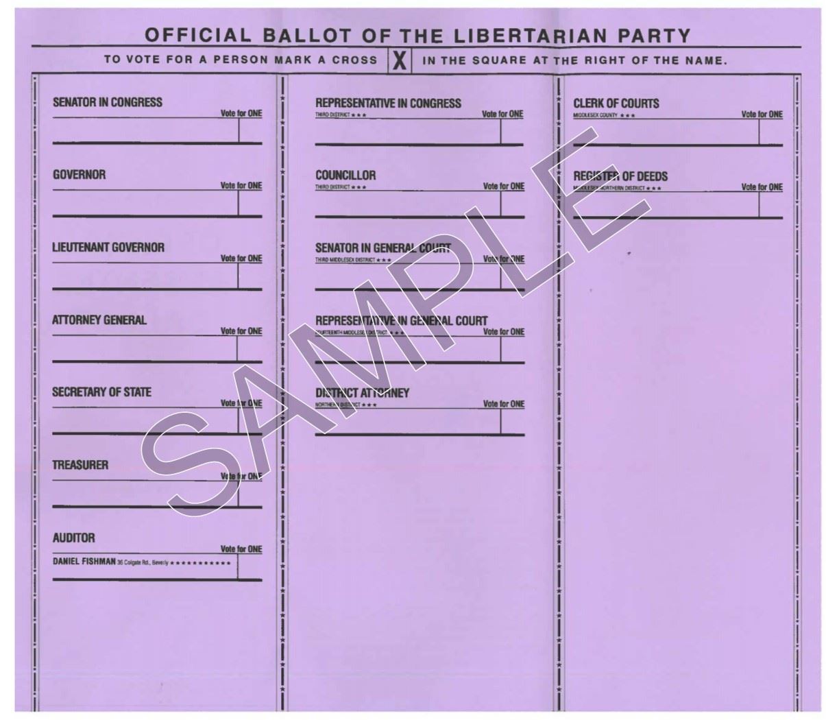 Libertarian Ballot  SAMPLE 9-4-2018